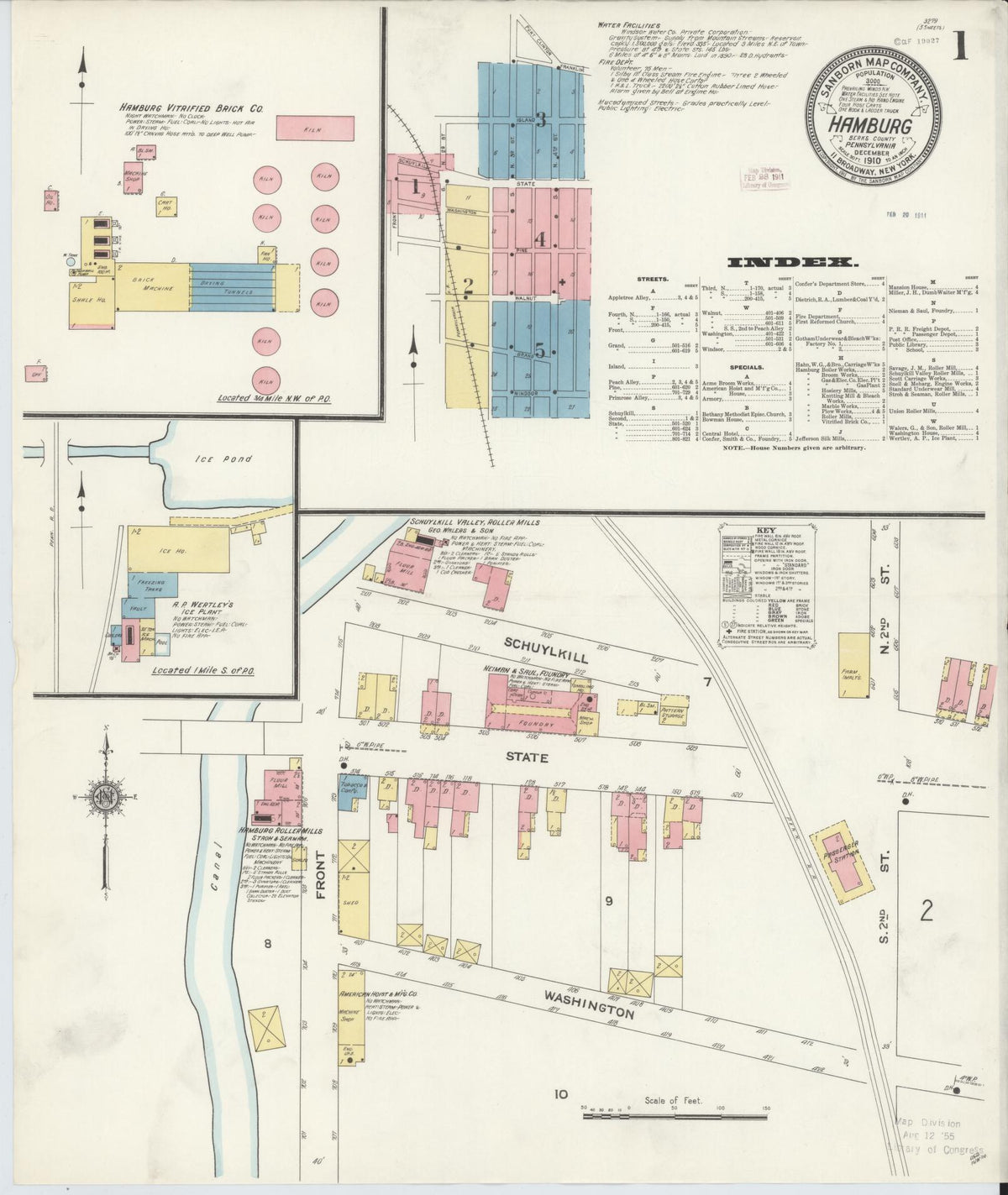 Sanborn Fire Insurance Map from Hamburg, Berks County, Pennsylvania (1910), Sheet #0001 - Complete Map Set gallery image, historic Sanborn map, vintage wall art, Pennsylvania Pennsylvania
