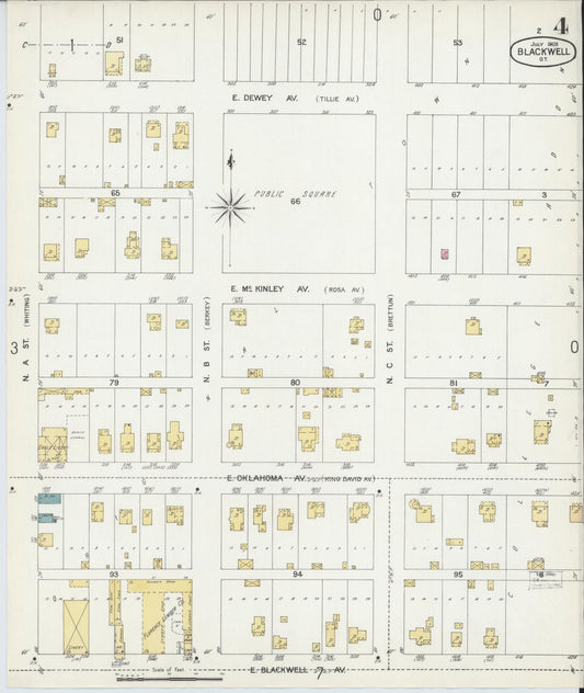 Sanborn Fire Insurance Map from Blackwell, Kay County, Oklahoma (1903), Sheet #0004 - Historic Sanborn Fire Insurance Map Print, vintage old map wall art, antique decor, genealogy gift, Oklahoma Oklahoma map