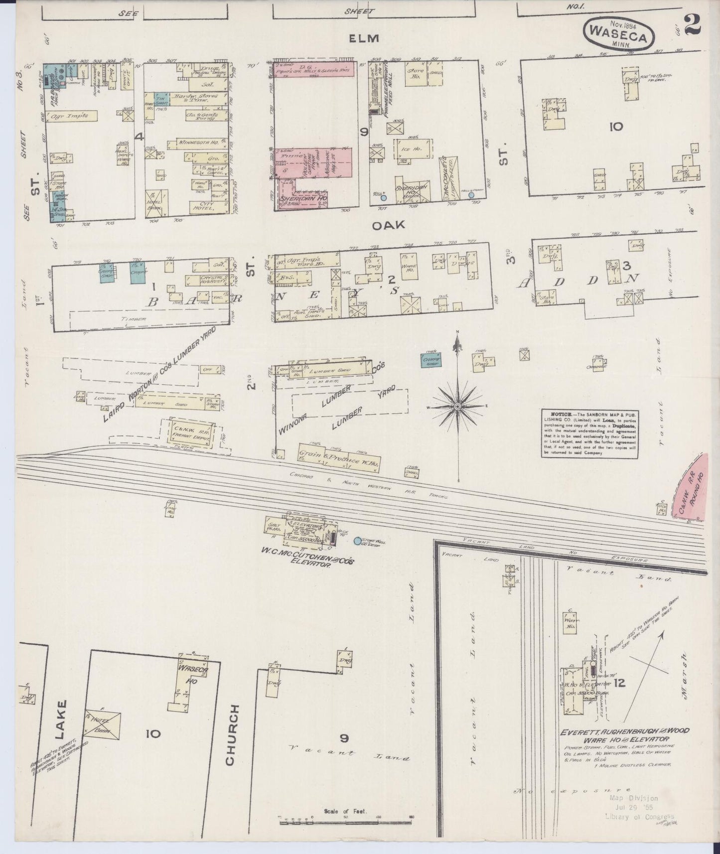 Sanborn Fire Insurance Map from Waseca, Waseca County, Minnesota (1884), Sheet #0002 - Complete Map Set gallery image, historic Sanborn map, vintage wall art, Minnesota Minnesota
