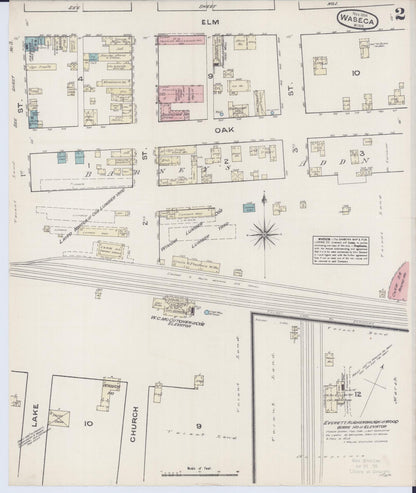 Sanborn Fire Insurance Map from Waseca, Waseca County, Minnesota (1884), Sheet #0002 - Complete Map Set gallery image, historic Sanborn map, vintage wall art, Minnesota Minnesota