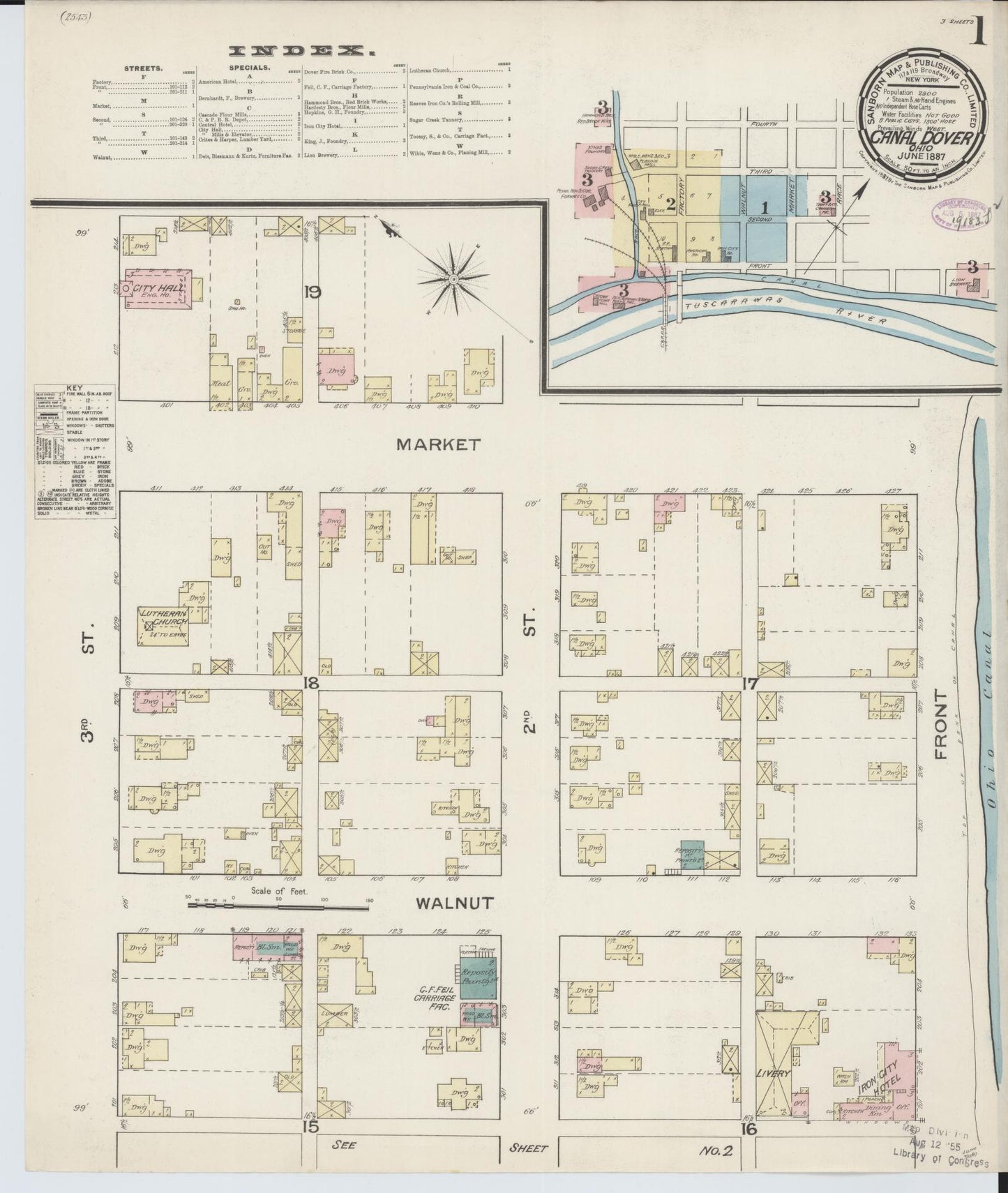Sanborn Fire Insurance Map from Canal Dover, Tuscarawas County, Ohio (1887), Sheet #0001 - Historic Sanborn Fire Insurance Map Print, vintage old map wall art, antique decor, genealogy gift, Ohio Ohio map