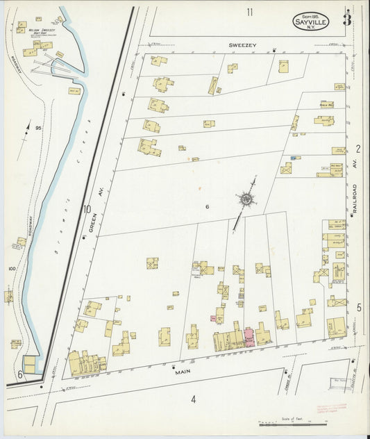 Sanborn Fire Insurance Map from Sayville, Suffolk County, New York (1915), Sheet #0003 - Historic Sanborn Fire Insurance Map Print, vintage old map wall art, antique decor, genealogy gift, New York New York map