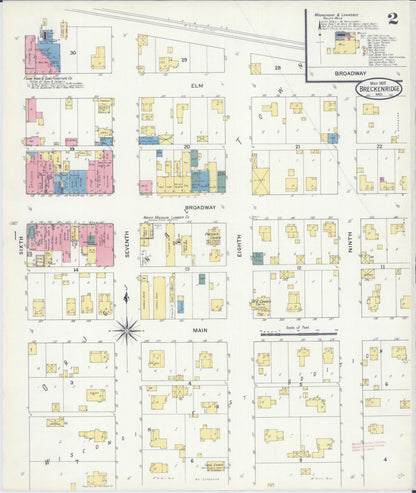 Sanborn Fire Insurance Map from Breckenridge, Caldwell County, Missouri (1909), Sheet #0002 - Complete Map Set gallery image, historic Sanborn map, vintage wall art, Missouri Missouri