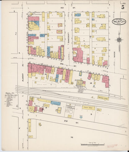 Sanborn Fire Insurance Map from Imlay City, Lapeer County, Michigan (1922), Sheet #0005 - Complete Map Set gallery image, historic Sanborn map, vintage wall art, Michigan Michigan