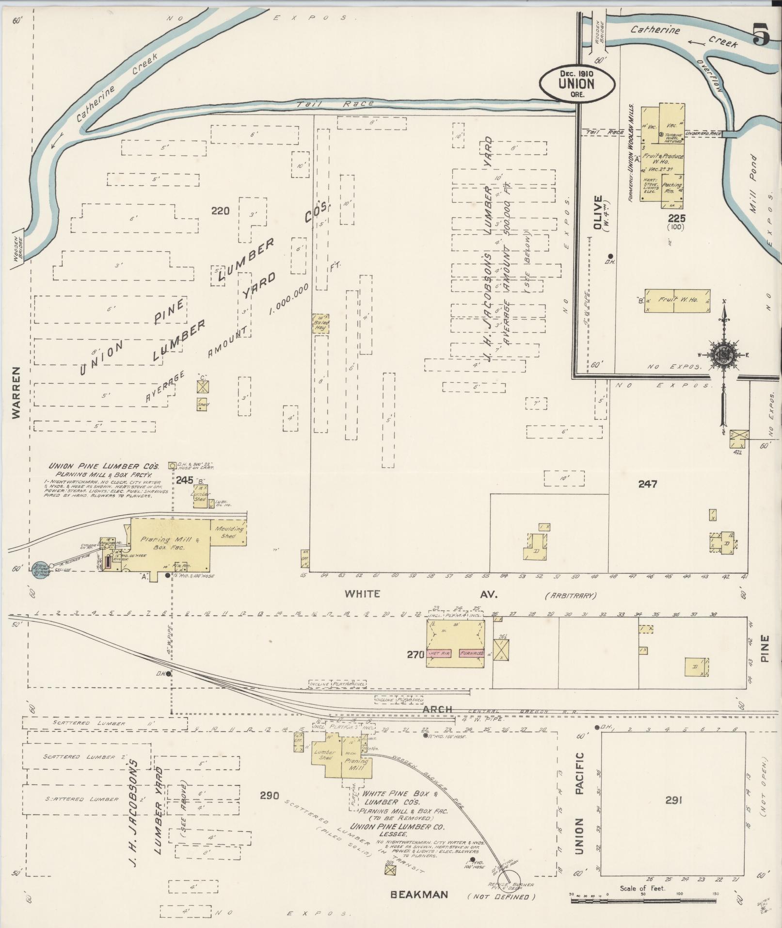 Sanborn Fire Insurance Map from Union, Union County, Oregon (1910), Sheet #0005 - Complete Map Set gallery image, historic Sanborn map, vintage wall art, Oregon Oregon