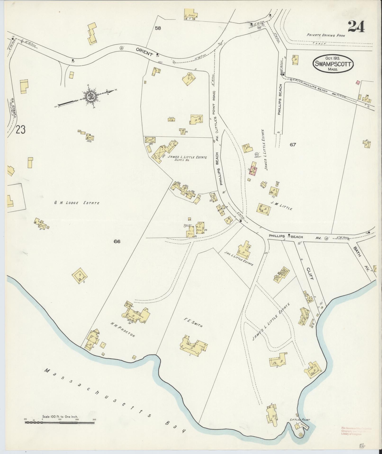 Sanborn Fire Insurance Map from Swampscott, Essex County, Massachusetts (1913), Sheet #0024 - Complete Map Set gallery image, historic Sanborn map, vintage wall art, Massachusetts Massachusetts