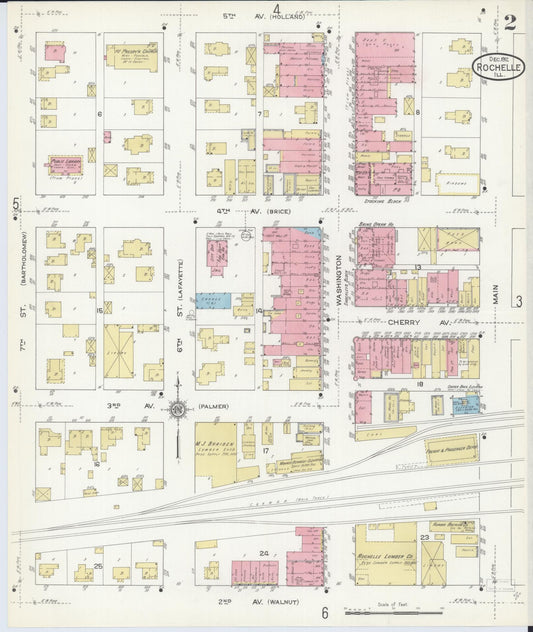 Sanborn Fire Insurance Map from Rochelle, Ogle County, Illinois (1912), Sheet #0002 - Historic Sanborn Fire Insurance Map Print, vintage old map wall art, antique decor, genealogy gift, Illinois Illinois map