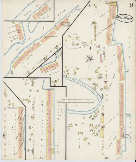 Sanborn Fire Insurance Map from Haverstraw, Rockland County, New York (1887), Sheet #0009 - Historic Sanborn Fire Insurance Map Print, vintage old map wall art, antique decor, genealogy gift, New York New York map