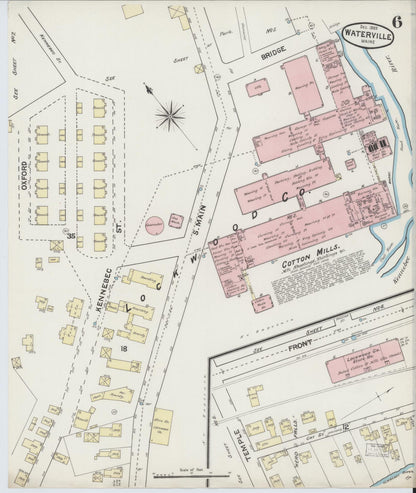 Sanborn Fire Insurance Map from Waterville, Kennebec County, Maine (1889), Sheet #0006 - Complete Map Set gallery image, historic Sanborn map, vintage wall art, Maine Maine