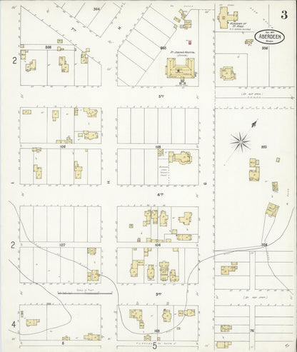 Sanborn Fire Insurance Map from Aberdeen, Grays Harbor County, Washington (1901), Sheet #0003 - Complete Map Set gallery image, historic Sanborn map, vintage wall art, Washington Washington