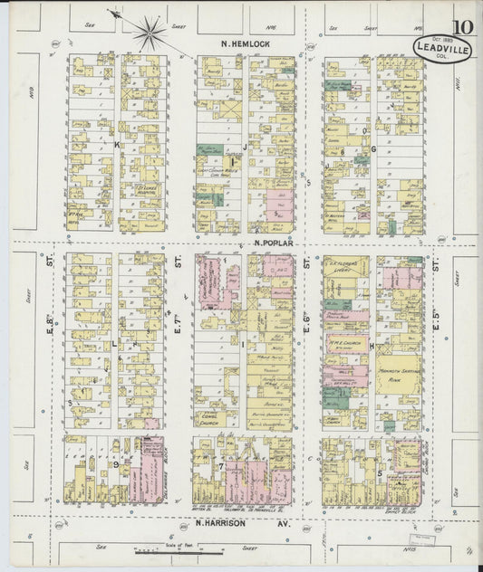 Sanborn Fire Insurance Map from Leadville, Lake County, Colorado (1889), Sheet #0010 - Historic Sanborn Fire Insurance Map Print, vintage old map wall art, antique decor, genealogy gift, Colorado Colorado map