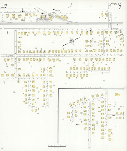 Sanborn Fire Insurance Map from Kannapolis, Rowan And Cabarrus Counties, North Carolina (1932), Sheet #0007 - Historic Sanborn Fire Insurance Map Print, vintage old map wall art, antique decor, genealogy gift, North Carolina North Carolina map