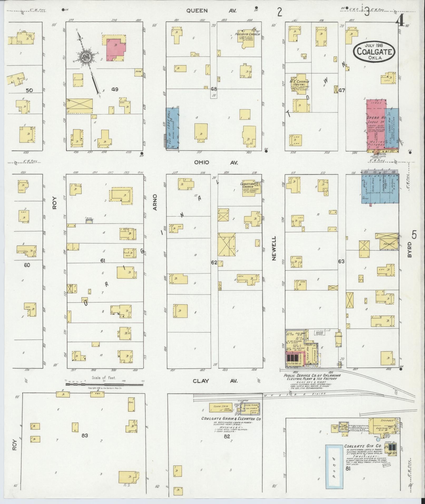 Sanborn Fire Insurance Map from Coalgate, Coal County, Oklahoma (1918), Sheet #0004 - Historic Sanborn Fire Insurance Map Print, vintage old map wall art, antique decor, genealogy gift, Oklahoma Oklahoma map