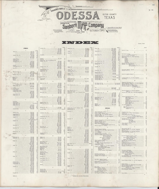 Sanborn Fire Insurance Map from Odessa, Edger County, Texas (1950), Sheet #0001 - Historic Sanborn Fire Insurance Map Print, vintage old map wall art, antique decor, genealogy gift, Texas Texas map