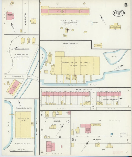 Sanborn Fire Insurance Map from Athens, Greene County, New York (1905), Sheet #0005 - Historic Sanborn Fire Insurance Map Print, vintage old map wall art, antique decor, genealogy gift, New York New York map