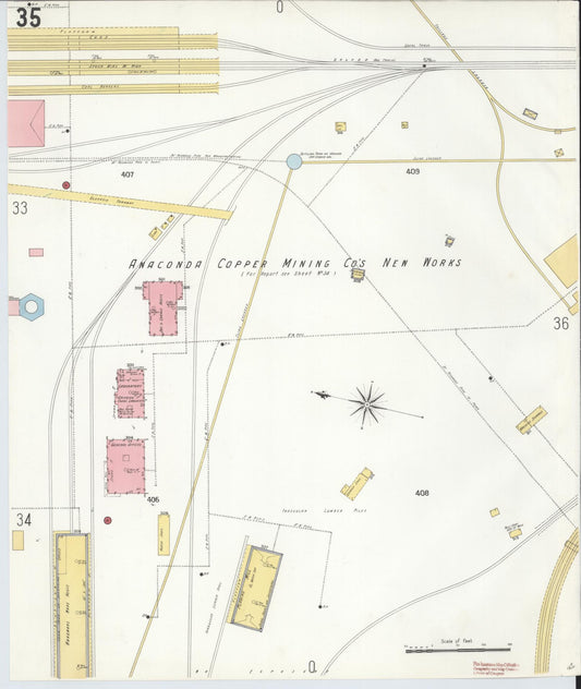 Sanborn Fire Insurance Map from Anaconda, Deer Lodge County, Montana (1903), Sheet #0035 - Historic Sanborn Fire Insurance Map Print, vintage old map wall art, antique decor, genealogy gift, Montana Montana map