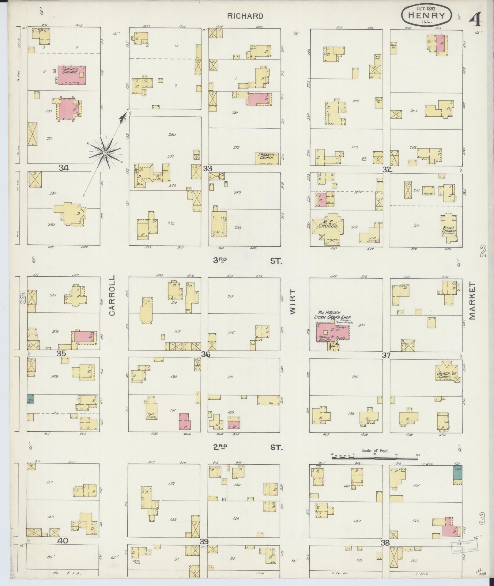 Sanborn Fire Insurance Map from Henry, Marshall County, Illinois (1893), Sheet #0004 - Complete Map Set gallery image, historic Sanborn map, vintage wall art, Illinois Illinois