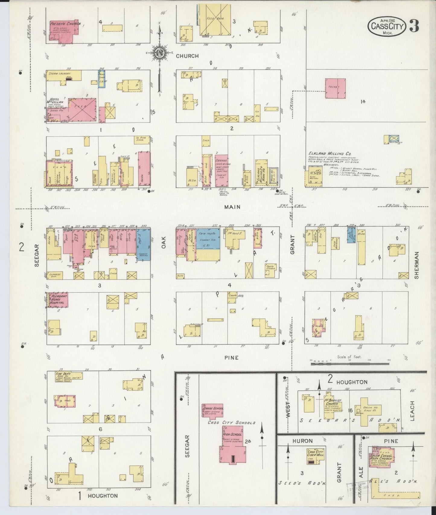 Sanborn Fire Insurance Map from Cass City, Tuscola County, Michigan (1916), Sheet #0003 - Complete Map Set gallery image, historic Sanborn map, vintage wall art, Michigan Michigan