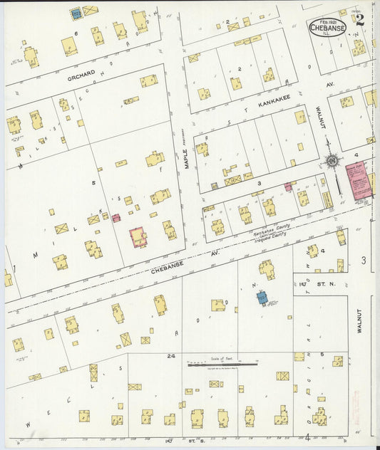 Sanborn Fire Insurance Map from Chebanse, Iroquois And Kankakee County, Illinois (1921), Sheet #0002 - Historic Sanborn Fire Insurance Map Print, vintage old map wall art, antique decor, genealogy gift, Illinois Illinois map