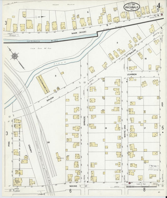 Sanborn Fire Insurance Map from Archbald, Lackawanna County, Pennsylvania (1912), Sheet #0004 - Historic Sanborn Fire Insurance Map Print, vintage old map wall art, antique decor, genealogy gift, Pennsylvania Pennsylvania map