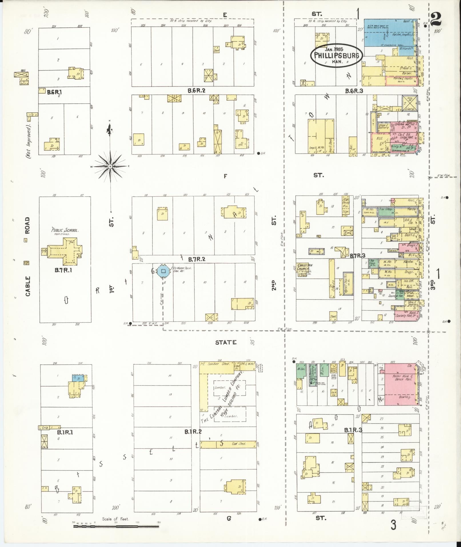 Sanborn Fire Insurance Map from Phillipsburg, Phillips County, Kansas (1905), Sheet #0002 - Complete Map Set gallery image, historic Sanborn map, vintage wall art, Kansas Kansas