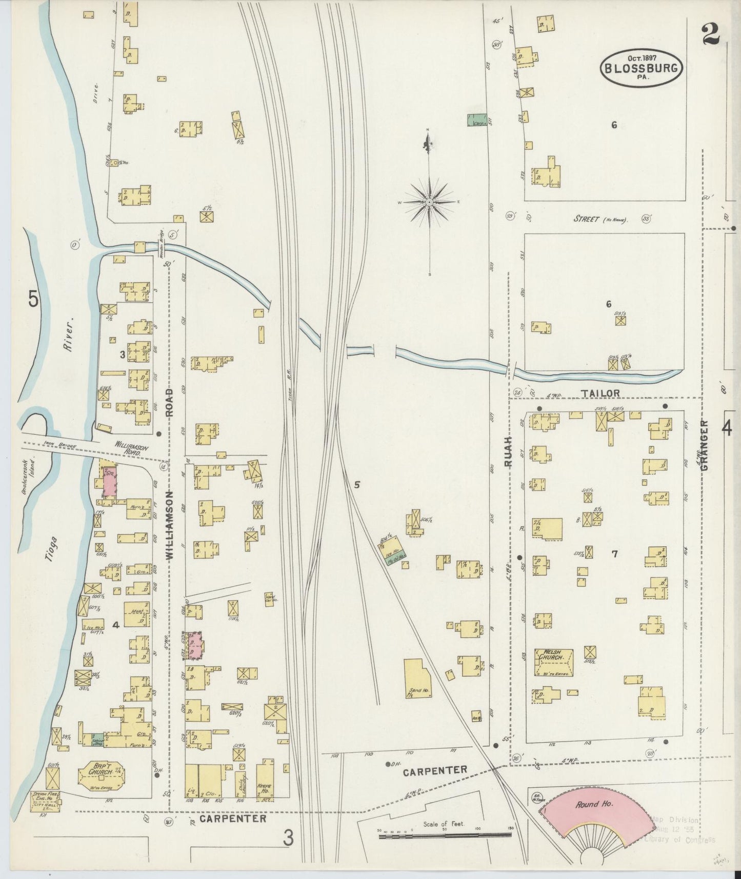 Sanborn Fire Insurance Map from Blossburg, Tioga County, Pennsylvania (1897), Sheet #0002 - Complete Map Set gallery image, historic Sanborn map, vintage wall art, Pennsylvania Pennsylvania