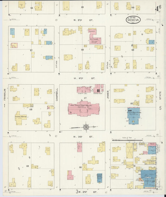 Sanborn Fire Insurance Map from Geneva, Kane County, Illinois (1912), Sheet #0004 - Historic Sanborn Fire Insurance Map Print, vintage old map wall art, antique decor, genealogy gift, Illinois Illinois map