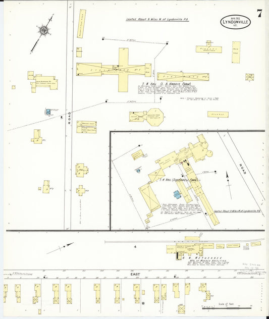 Sanborn Fire Insurance Map from Lyndonville, Caledonia County, Vermont (1912), Sheet #0007 - Historic Sanborn Fire Insurance Map Print, vintage old map wall art, antique decor, genealogy gift, Vermont Vermont map