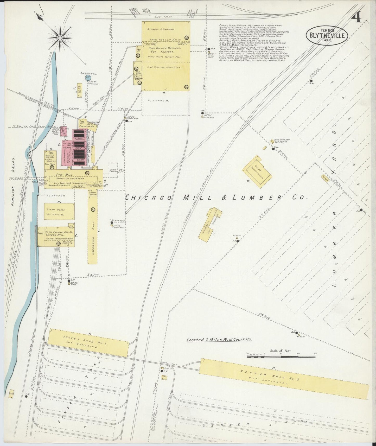 Sanborn Fire Insurance Map from Blytheville, Mississippi County, Arkansas (1908), Sheet #0004 - Historic Sanborn Fire Insurance Map Print, vintage old map wall art, antique decor, genealogy gift, Arkansas Arkansas map