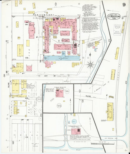 Sanborn Fire Insurance Map from Fort Madison, Lee County, Iowa (1900), Sheet #0009 - Historic Sanborn Fire Insurance Map Print