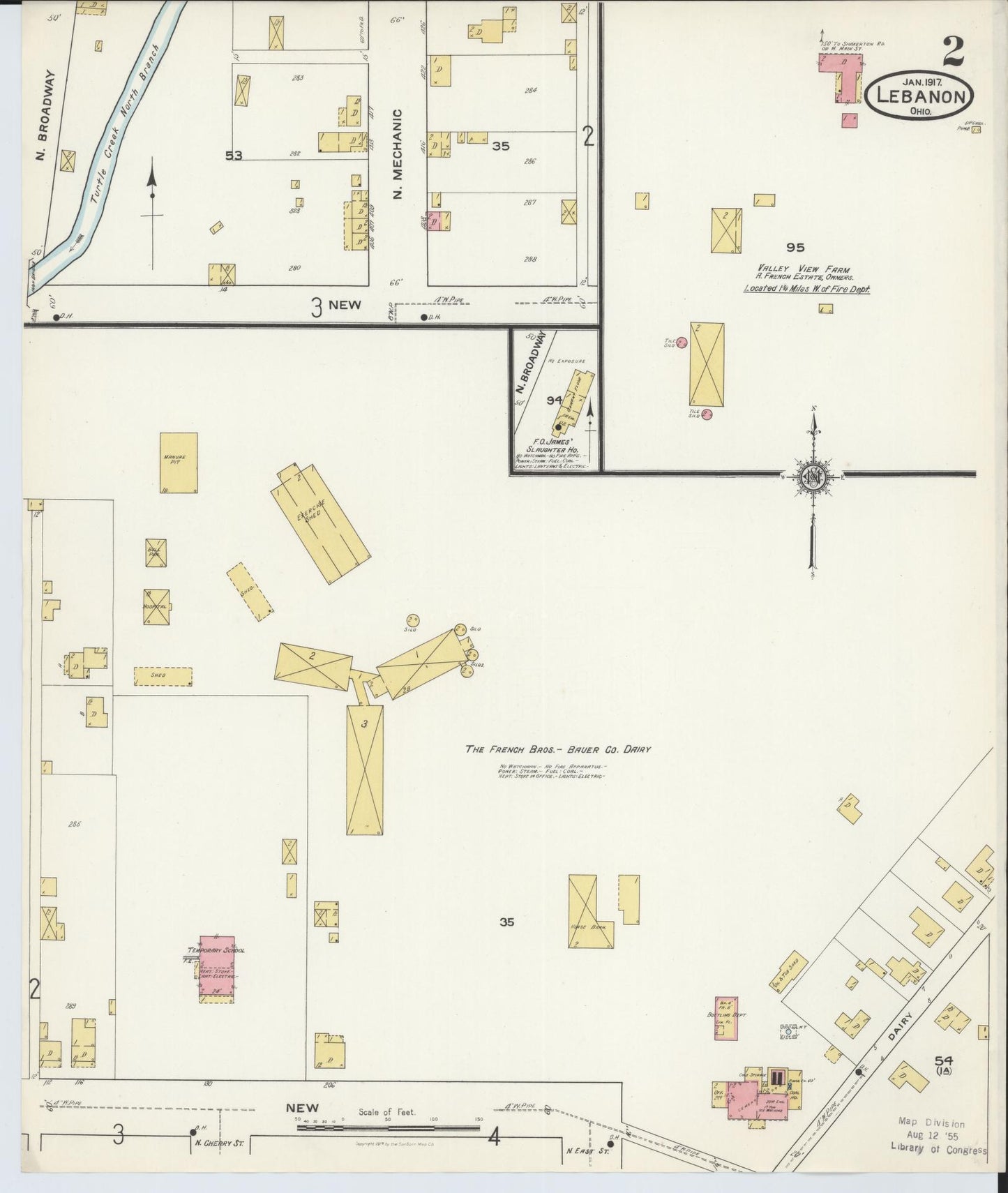 Sanborn Fire Insurance Map from Lebanon, Warren County, Ohio (1917), Sheet #0002 - Complete Map Set gallery image, historic Sanborn map, vintage wall art, Ohio Ohio