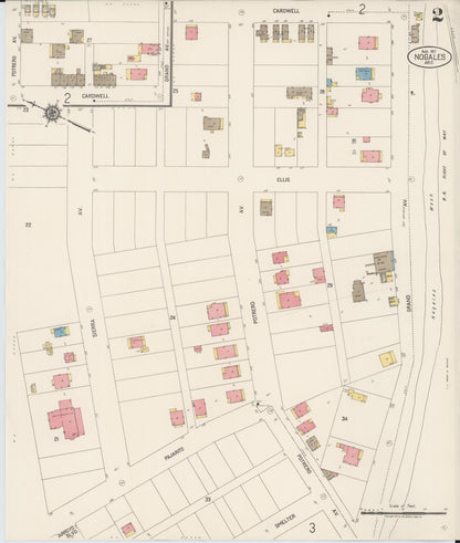 Sanborn Fire Insurance Map from Nogales, Santa Cruz County, Arizona (1917), Sheet #0002 - Complete Map Set gallery image, historic Sanborn map, vintage wall art, Arizona Arizona
