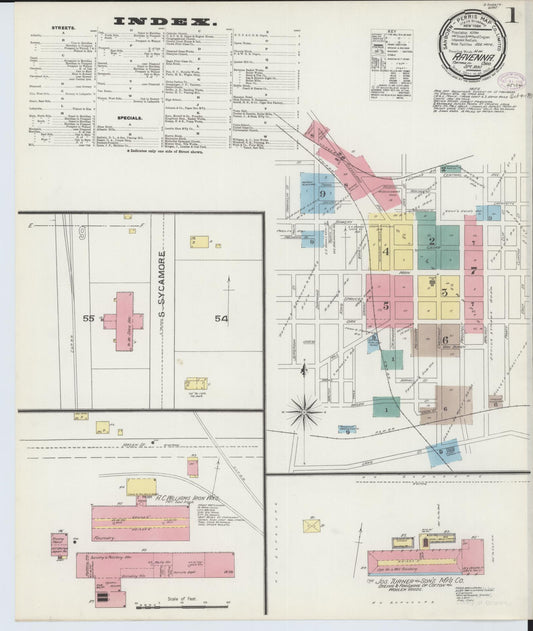 Sanborn Fire Insurance Map from Ravenna, Portage County, Ohio (1893), Sheet #0001 - Complete Map Set gallery image, historic Sanborn map, vintage wall art, Ohio Ohio