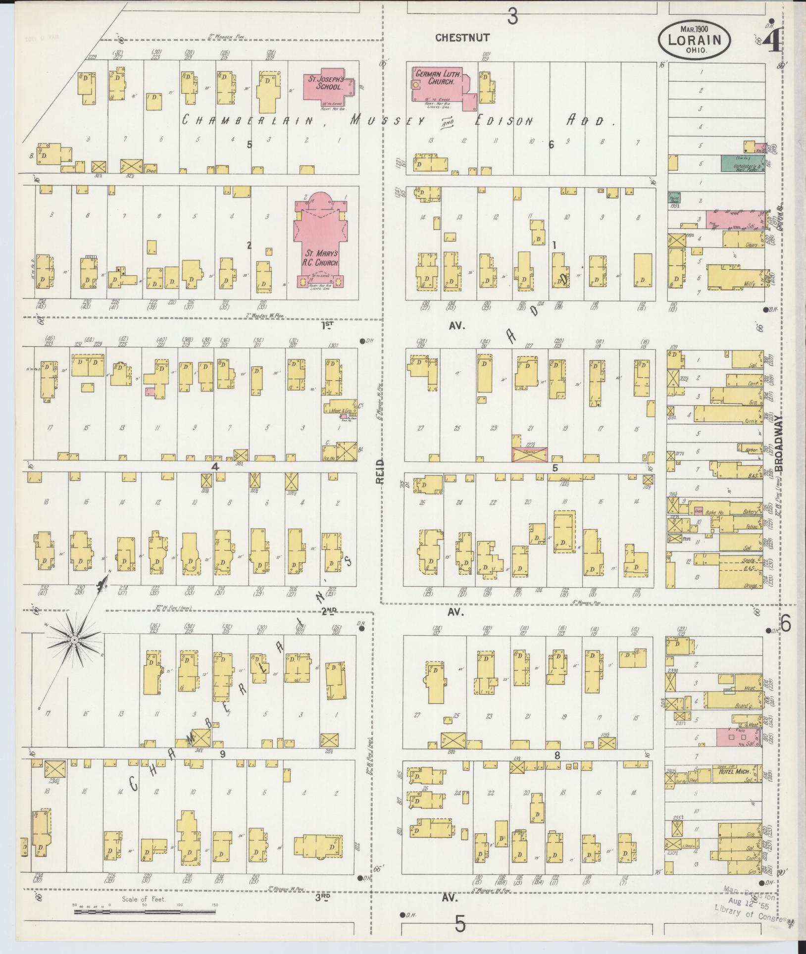 Sanborn Fire Insurance Map from Lorain, Lorain County, Ohio (1900), Sheet #0004 - Complete Map Set gallery image, historic Sanborn map, vintage wall art, Ohio Ohio