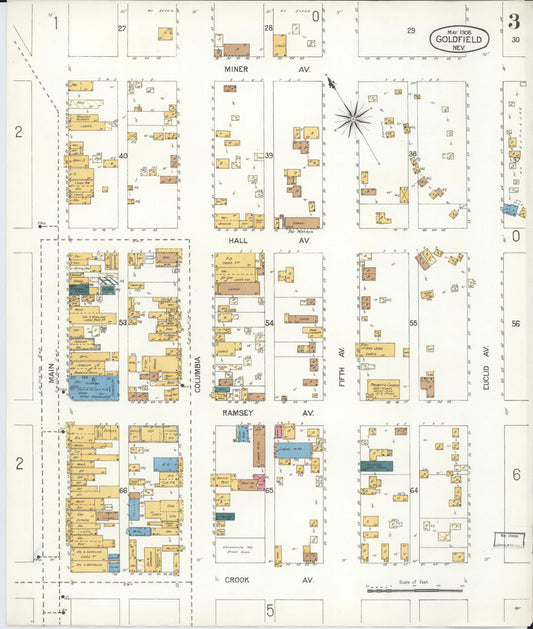 Sanborn Fire Insurance Map from Goldfield, Esmeralda County, Nevada (1906), Sheet #0003 - Historic Sanborn Fire Insurance Map Print, vintage old map wall art, antique decor, genealogy gift, Nevada Nevada map