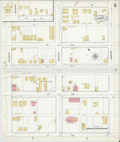 Sanborn Fire Insurance Map from Coraopolis, Allegheny County, Pennsylvania (1906), Sheet #0005 - Complete Map Set gallery image, historic Sanborn map, vintage wall art, Pennsylvania Pennsylvania