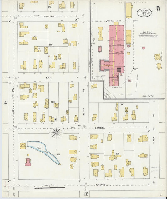 Sanborn Fire Insurance Map from Fulton, Oswego County, New York (1906), Sheet #0005 - Historic Sanborn Fire Insurance Map Print, vintage old map wall art, antique decor, genealogy gift, New York New York map