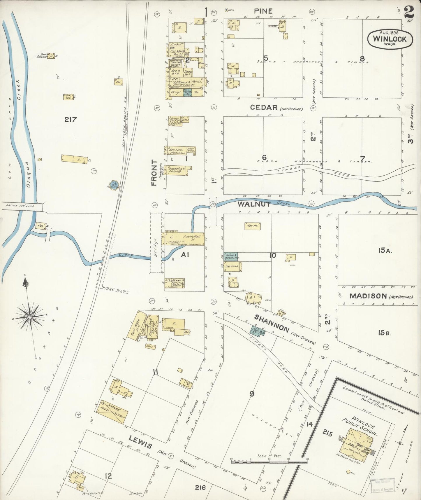 Sanborn Fire Insurance Map from Winlock, Lewis County, Washington (1896), Sheet #0002 - Complete Map Set gallery image, historic Sanborn map, vintage wall art, Washington Washington