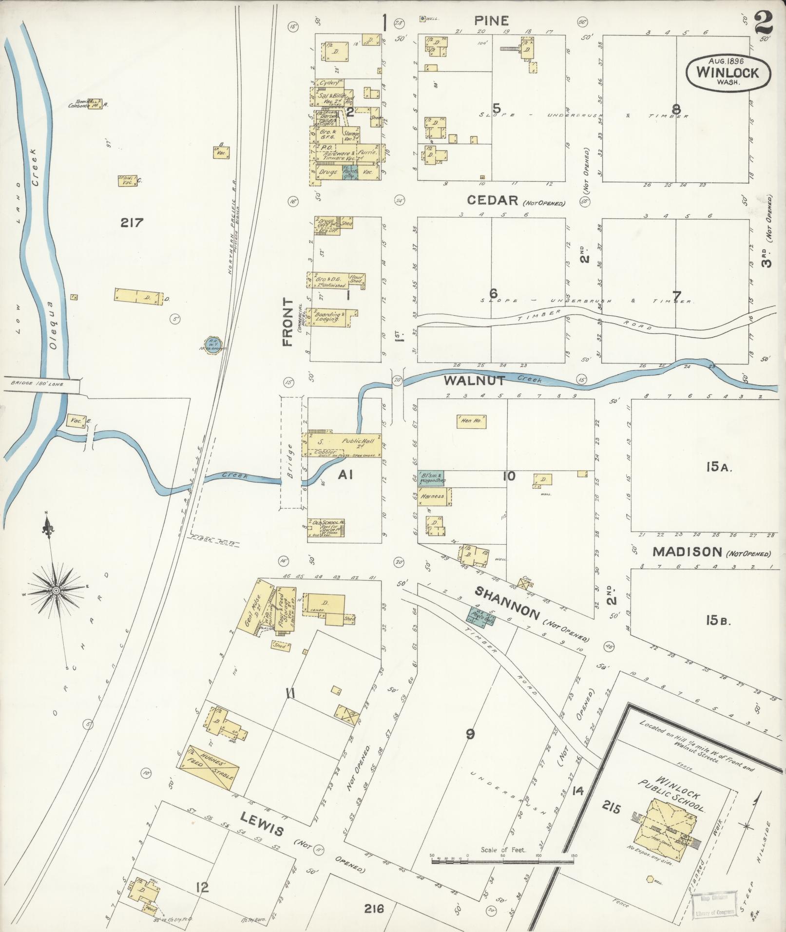Sanborn Fire Insurance Map from Winlock, Lewis County, Washington (1896), Sheet #0002 - Complete Map Set gallery image, historic Sanborn map, vintage wall art, Washington Washington