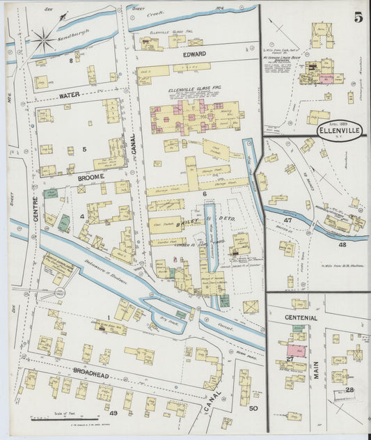 Sanborn Fire Insurance Map from Ellenville, Ulster County, New York (1889), Sheet #0005 - Historic Sanborn Fire Insurance Map Print, vintage old map wall art, antique decor, genealogy gift, New York New York map