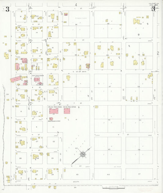 Sanborn Fire Insurance Map from Colfax, Grant Parish, Louisiana (1936), Sheet #0003 - Historic Sanborn Fire Insurance Map Print, vintage old map wall art, antique decor, genealogy gift, Louisiana Louisiana map
