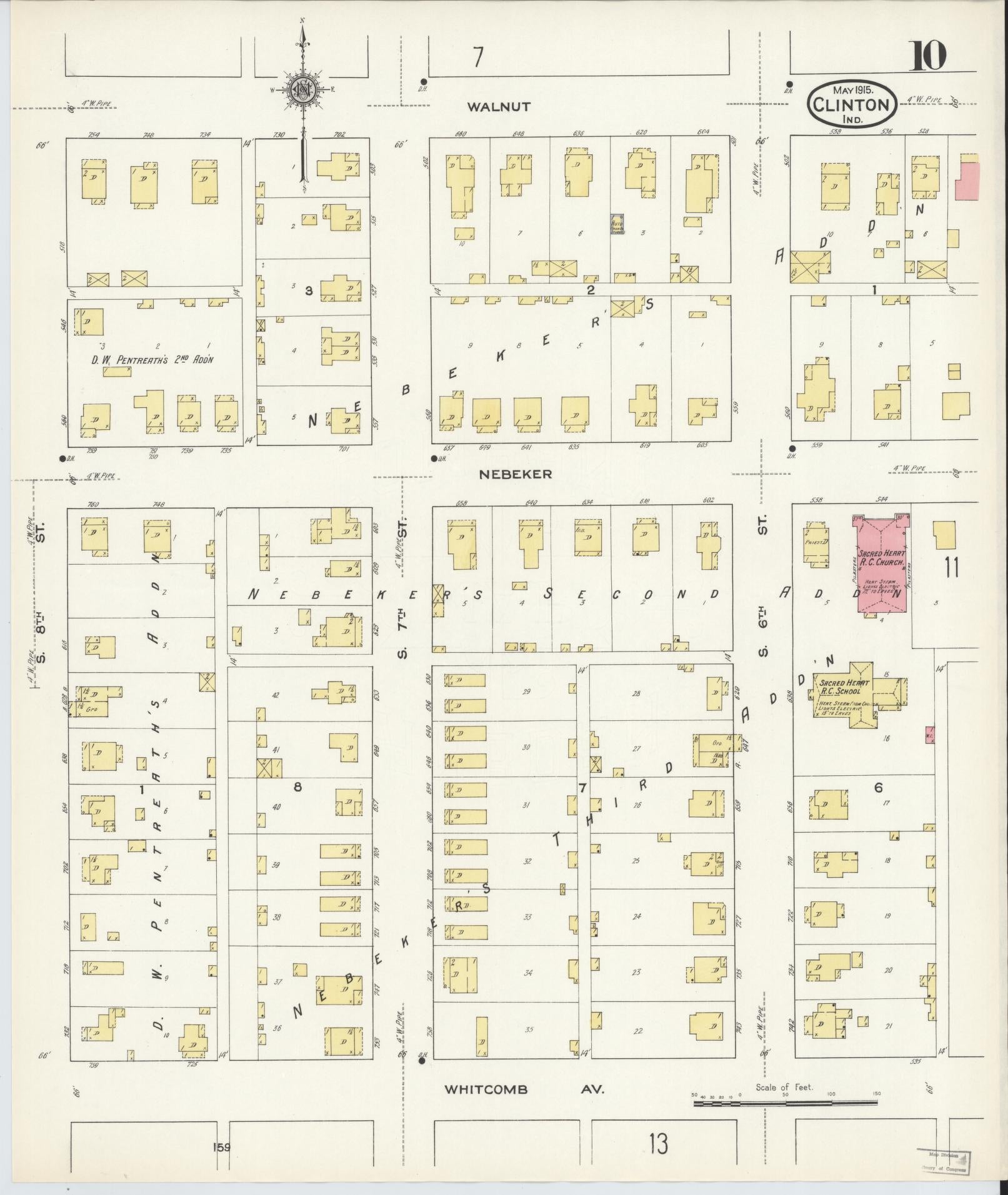 Sanborn Fire Insurance Map from Clinton, Vermillion County, Indiana (1915), Sheet #0010 - Historic Sanborn Fire Insurance Map Print, vintage old map wall art, antique decor, genealogy gift, Indiana Indiana map