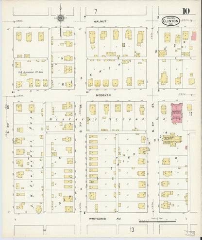 Sanborn Fire Insurance Map from Clinton, Vermillion County, Indiana (1915), Sheet #0010 - Historic Sanborn Fire Insurance Map Print, vintage old map wall art, antique decor, genealogy gift, Indiana Indiana map