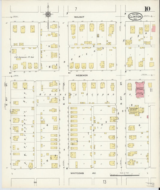 Sanborn Fire Insurance Map from Clinton, Vermillion County, Indiana (1915), Sheet #0010 - Historic Sanborn Fire Insurance Map Print, vintage old map wall art, antique decor, genealogy gift, Indiana Indiana map