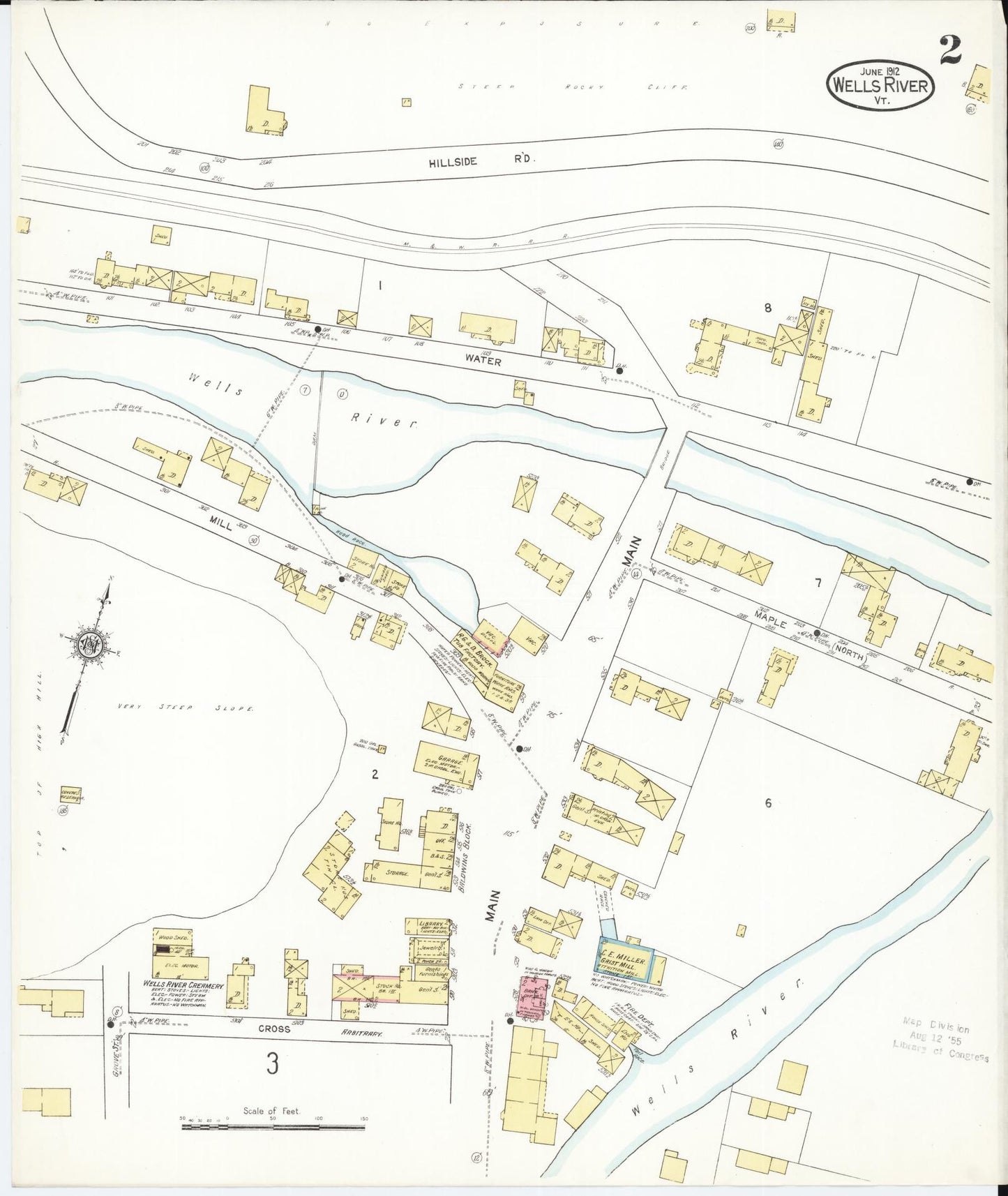 Sanborn Fire Insurance Map from Wells River, Orange County, Vermont (1912), Sheet #0002 - Complete Map Set gallery image, historic Sanborn map, vintage wall art, Vermont Vermont