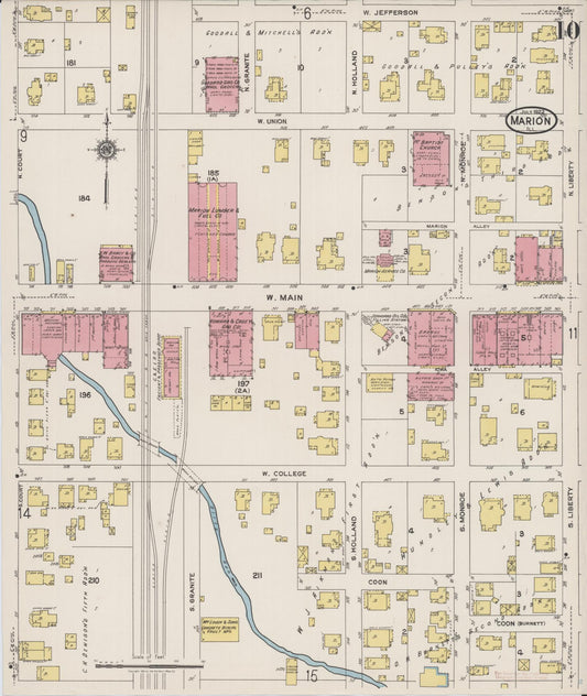 Sanborn Fire Insurance Map from Marion, Williamson County, Illinois (1922), Sheet #0010 - Historic Sanborn Fire Insurance Map Print, vintage old map wall art, antique decor, genealogy gift, Illinois Illinois map