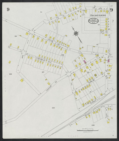 Sanborn Fire Insurance Map from Florala, Covington County, Alabama (1924), Sheet #0009 - Complete Map Set gallery image, historic Sanborn map, vintage wall art, Alabama Alabama