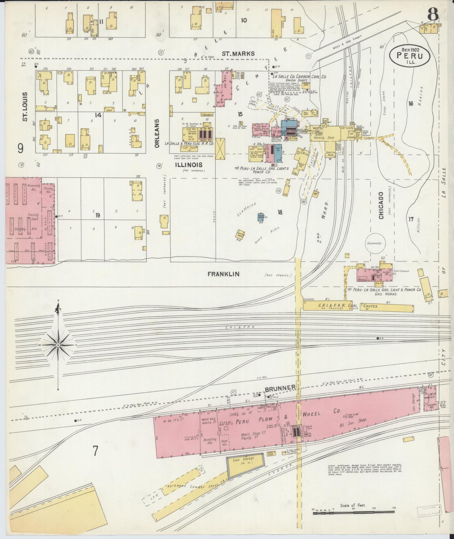 Sanborn Fire Insurance Map from Peru, La Salle County, Illinois (1902), Sheet #0008 - Complete Map Set gallery image, historic Sanborn map, vintage wall art, Illinois Illinois