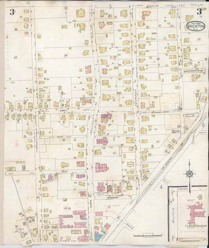 Sanborn Fire Insurance Map from Brewton, Escambia County, Alabama (1949), Sheet #0003 - Complete Map Set gallery image, historic Sanborn map, vintage wall art, Alabama Alabama