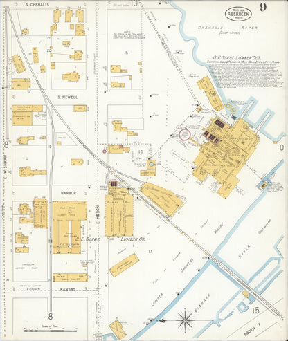 Sanborn Fire Insurance Map from Aberdeen, Grays Harbor County, Washington (1906), Sheet #0009 - Complete Map Set gallery image, historic Sanborn map, vintage wall art, Washington Washington